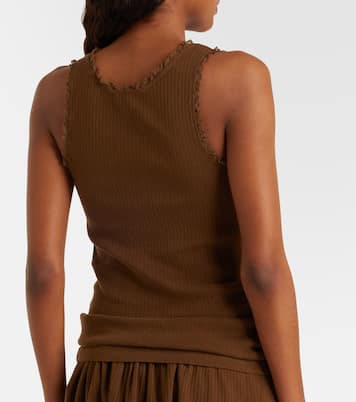 Lace-trimmed pointelle cotton tank top | Miu Miu