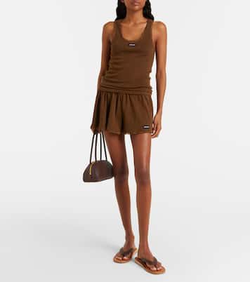 Lace-trimmed pointelle cotton tank top | Miu Miu