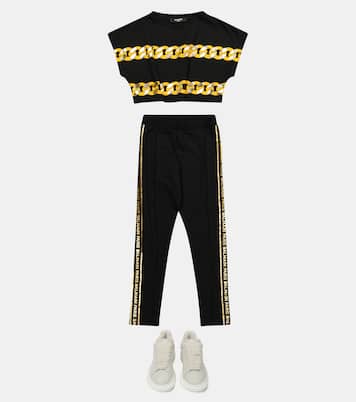 Printed cropped cotton T-shirt | Balmain Kids