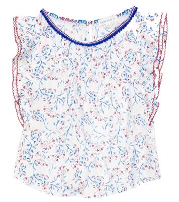 Amber floral-printed pintucked top | Poupette St Barth Kids