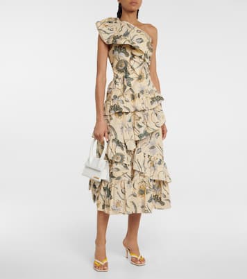 Robe midi asymétrique Ondine à fleurs | Ulla Johnson