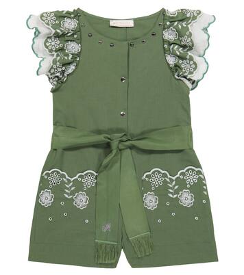 Broderie anglaise cotton playsuit | Monnalisa