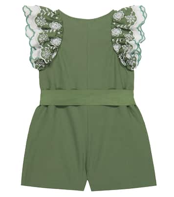 Broderie anglaise cotton playsuit | Monnalisa