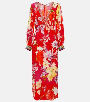 Robe longue en soie à ornements | Camilla