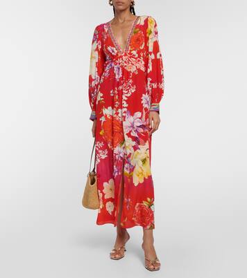 Robe longue en soie à ornements | Camilla