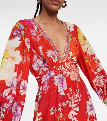Robe longue en soie à ornements | Camilla