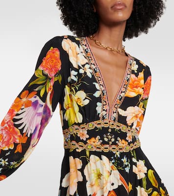 Robe longue en soie à ornements | Camilla