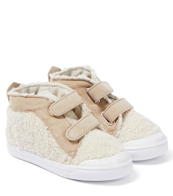 Leather-trimmed teddy sneakers | Il Gufo