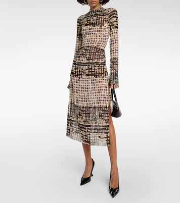 Robe midi imprimée en soie mélangée | KNWLS
