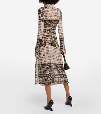 Robe midi imprimée en soie mélangée | KNWLS