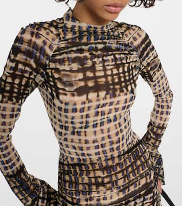 Robe midi imprimée en soie mélangée | KNWLS