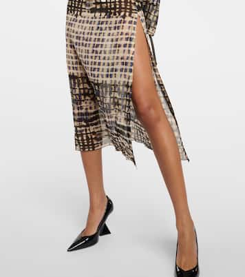 Robe midi imprimée en soie mélangée | KNWLS