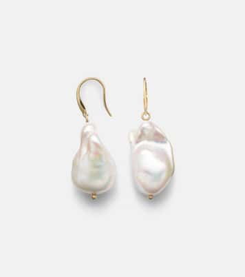 14kt gold drop earrings with baroque pearls | Mateo