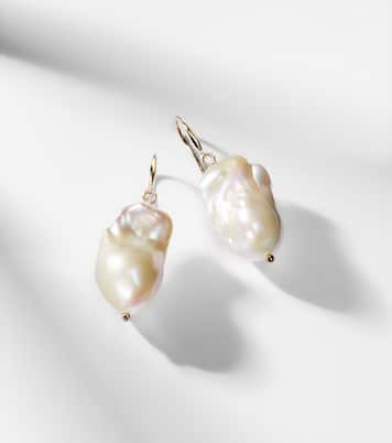 14kt gold drop earrings with baroque pearls | Mateo