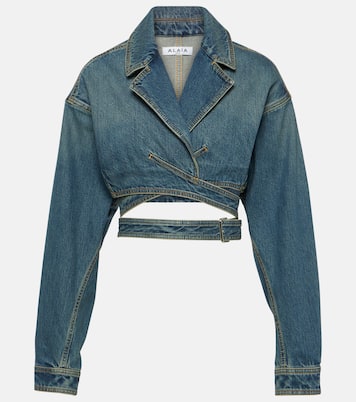 Cropped denim wrap jacket | Alaïa