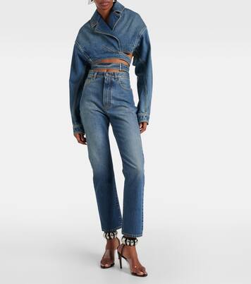 Cropped denim wrap jacket | Alaïa