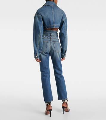 Cropped denim wrap jacket | Alaïa