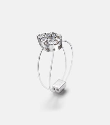 Floating 18kt white gold ring with diamonds | Persée