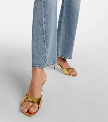 Pantoletten Jeanne 60 aus Metallic-Leder | Amina Muaddi