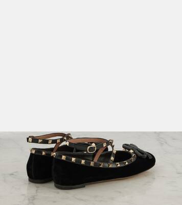 Ballerinas Rockstud aus Samt | Valentino Garavani