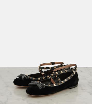 Ballerinas Rockstud aus Samt | Valentino Garavani