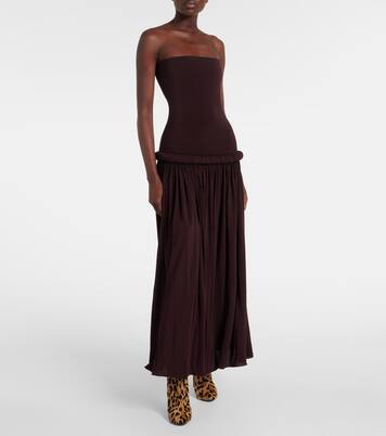 Strapless gathered jersey maxi dress | Alaïa