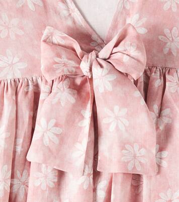 Floral ruffled linen dress | Il Gufo