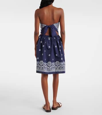 Minifalda de algodón y lino estampada | Miu Miu