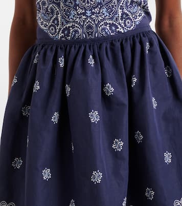 Minifalda de algodón y lino estampada | Miu Miu