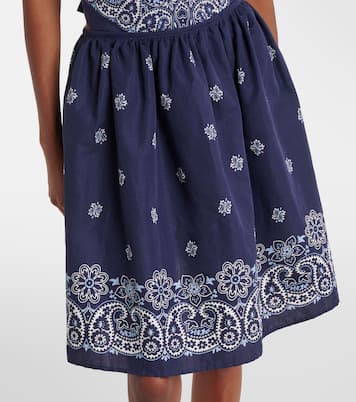 Minifalda de algodón y lino estampada | Miu Miu