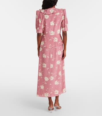 Floral ruffled silk midi dress | Alessandra Rich