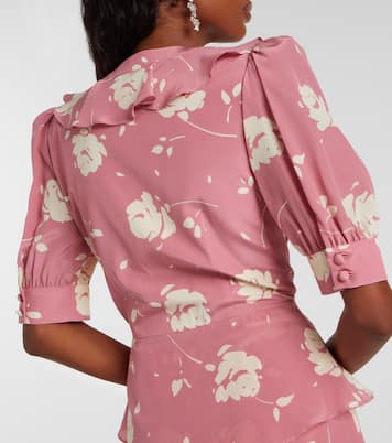 Floral ruffled silk midi dress | Alessandra Rich