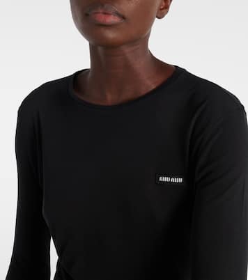 Logo cotton jersey minidress | Miu Miu