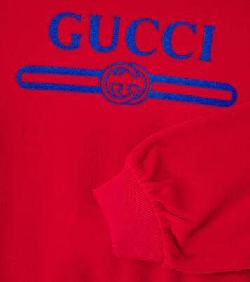 Logo cotton-blend velvet sweatshirt | Gucci Kids