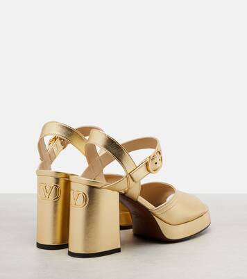 Plateausandalen VLogo aus Metallic-Leder | Valentino Garavani