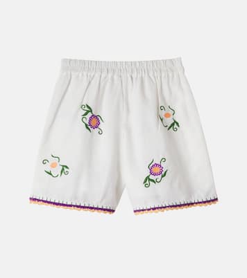 Shorts in lino e cotone con ricamo | Stella McCartney Kids