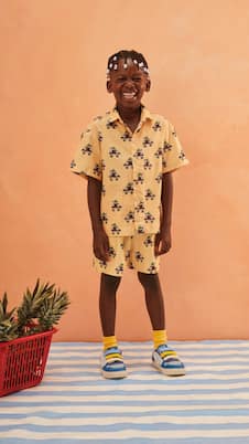 Printed cotton shirt and shorts set | Fábula