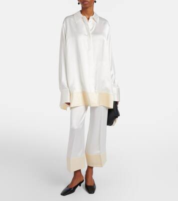 Cropped satin wide-leg pants | Toteme