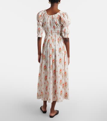 Ischia gathered floral cotton midi dress | Dôen
