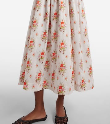 Ischia gathered floral cotton midi dress | Dôen