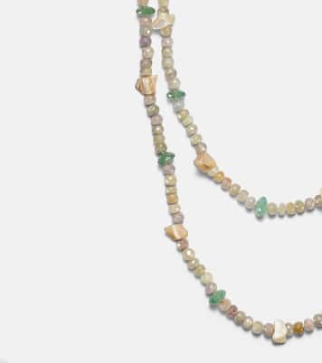 Halskette aus Saphir mit 9kt Gelbgold, Perlmutt und Quarz | Ileana Makri