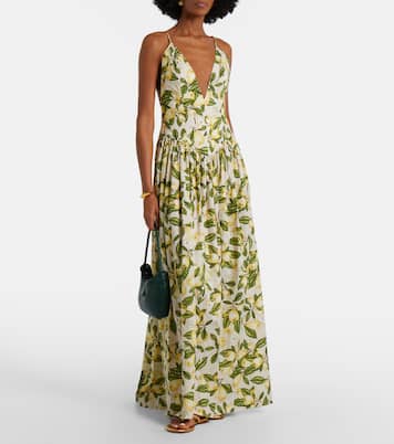 Robe longue imprimée en coton mélangé | Adriana Degreas