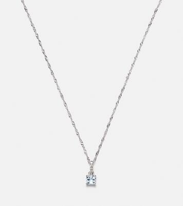 Le Bleu 14kt white gold necklace with diamonds and aquamarine | Stone and Strand