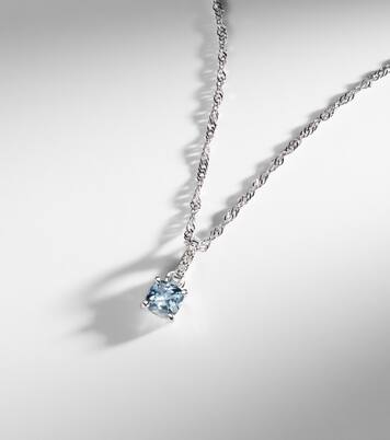Le Bleu 14kt white gold necklace with diamonds and aquamarine | Stone and Strand