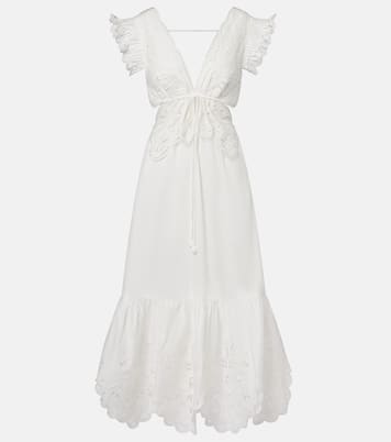 Abito midi in cotone con ricamo sangallo | Farm Rio