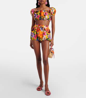 Floral off-shoulder cotton crop top | Dolce&Gabbana
