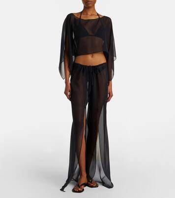 Pantalon ample Monogram en soie | Balmain
