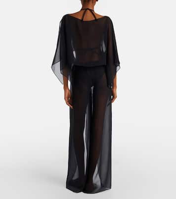 Pantalon ample Monogram en soie | Balmain