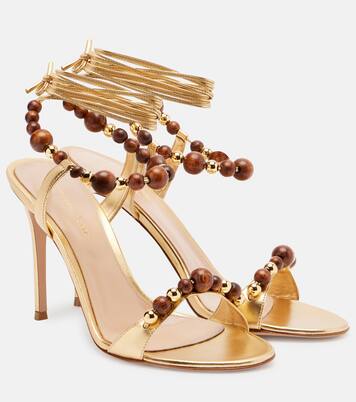 Embellished metallic leather slingback sandals | Gianvito Rossi