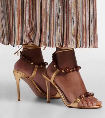 Embellished metallic leather slingback sandals | Gianvito Rossi